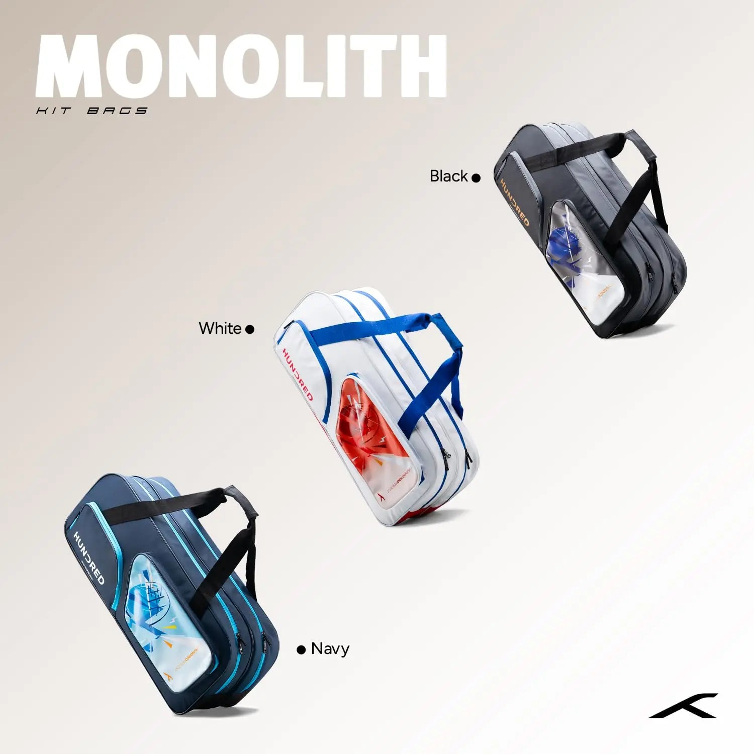 Hundred Monolith Duffle Kit Bag | Spacious Sports Bag with Large Compartment for Badminton and Tennis Rackets, Shoes & Gear | Seprate Shoe Compartment | Ideal for Sports, Gym & Travel DeviStore