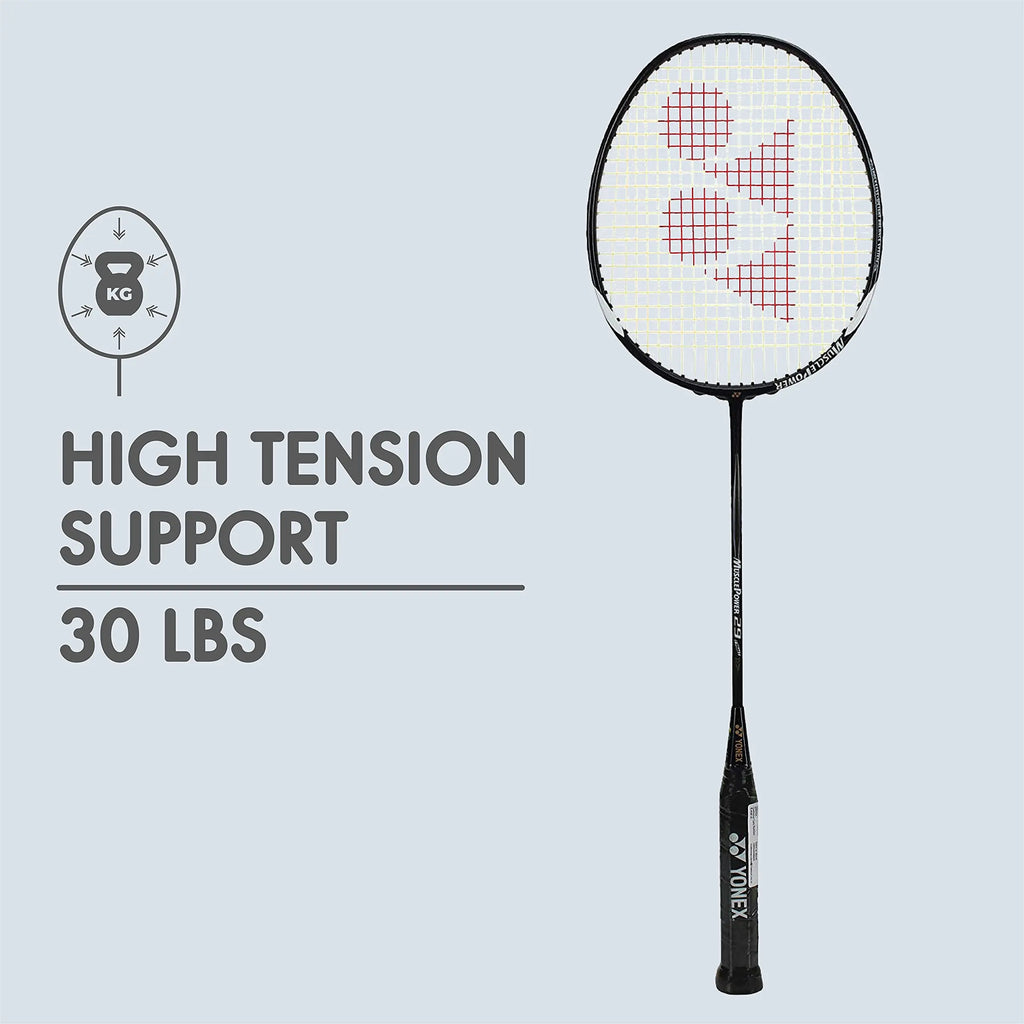 YONEX Muscle Power 29 Carbon Graphite Strung Badminton Racquet ( Black/White , G4 , 85-92 grams , 24 pounds ) DeviStore