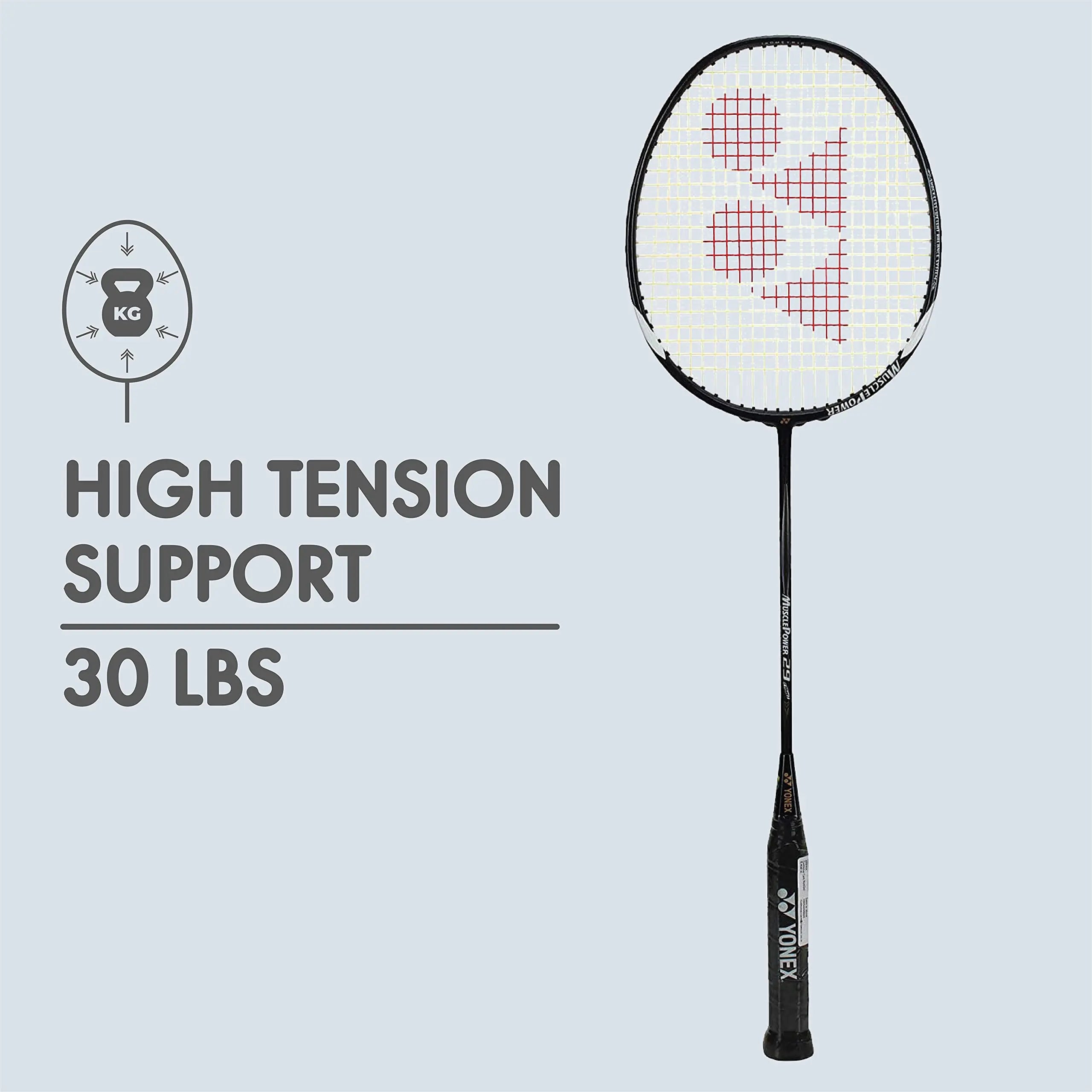 YONEX Muscle Power 29 Carbon Graphite Strung Badminton Racquet ( Black/White , G4 , 85-92 grams , 24 pounds ) DeviStore