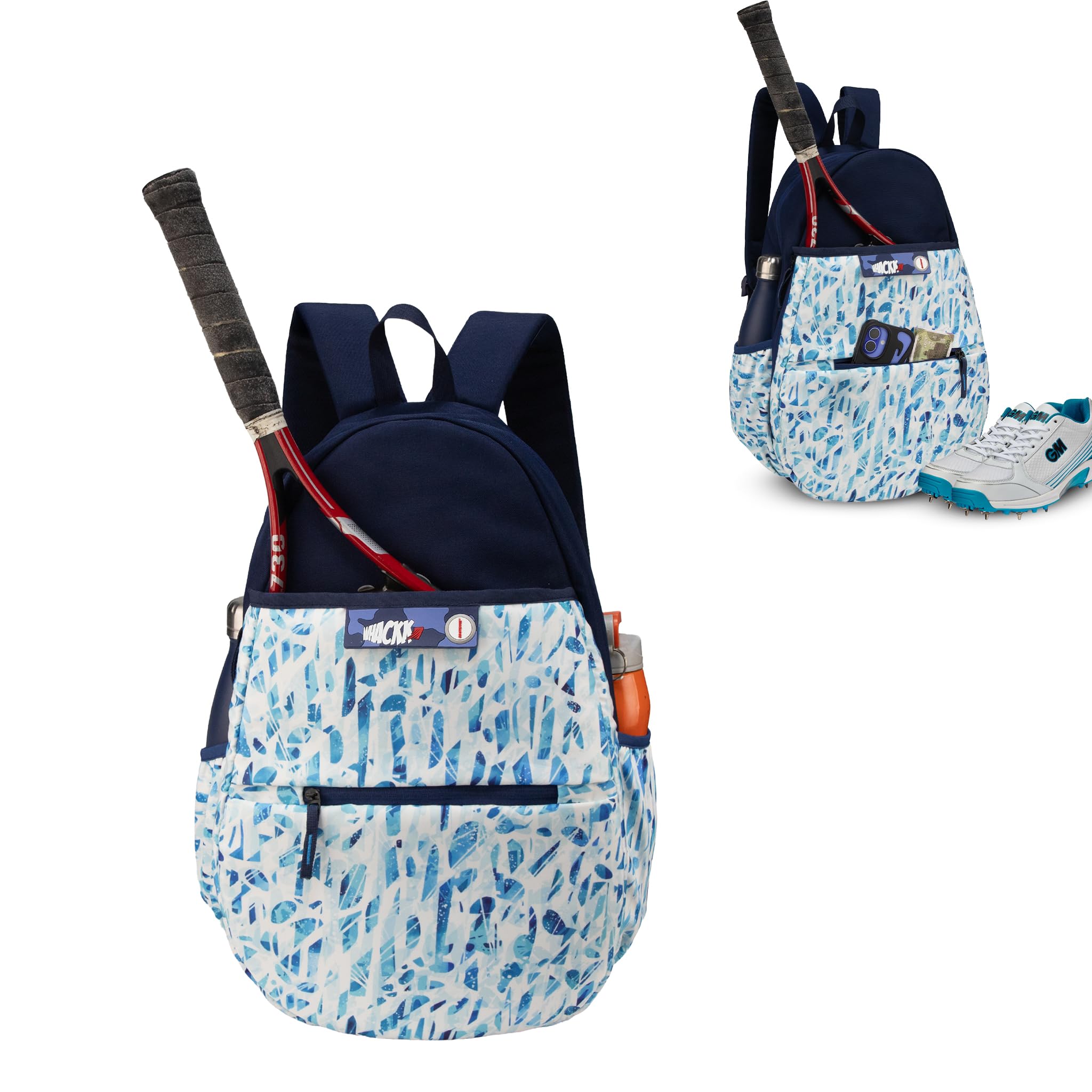 WHACKK DropShot Black 32L Tennis Badminton Pickelball Squash Equipment Kit Bag | Unisex Lightwieght Backpack