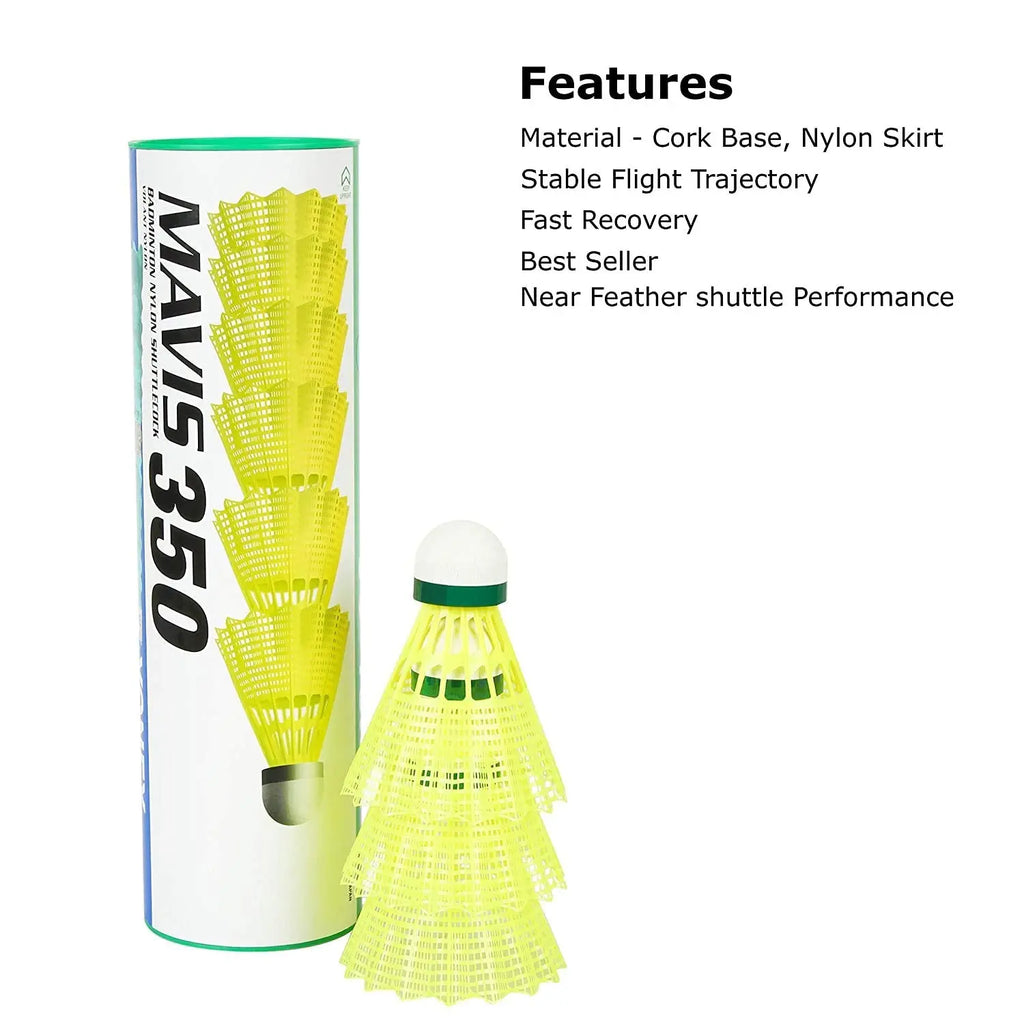 Yonex Mavis 350 Green Cap Nylon Shuttlecock (Yellow) DeviStore