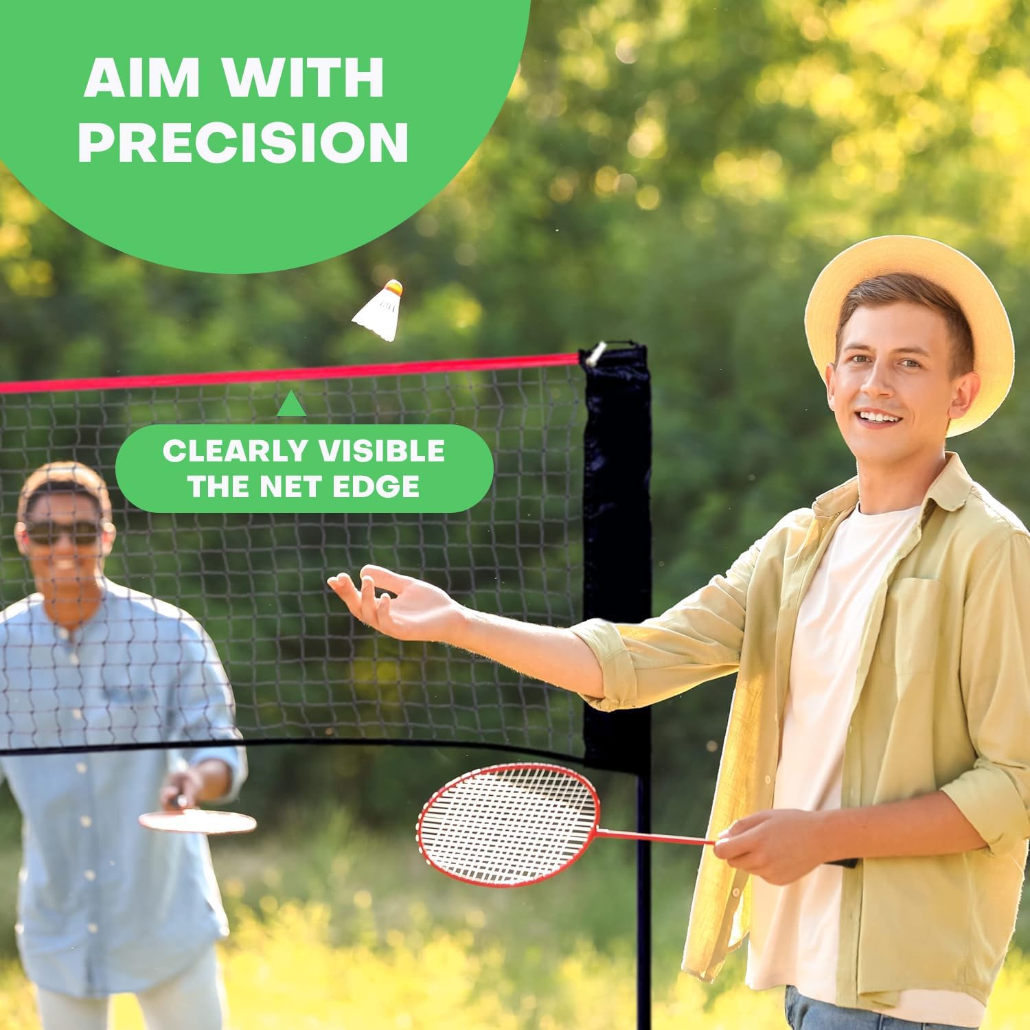 Hacer 5.1M Badminton Net with Foldable Stand Poles & Carry Bag for Outdoor Indoor Backyard School Beach Garden Volleyball and Tennis