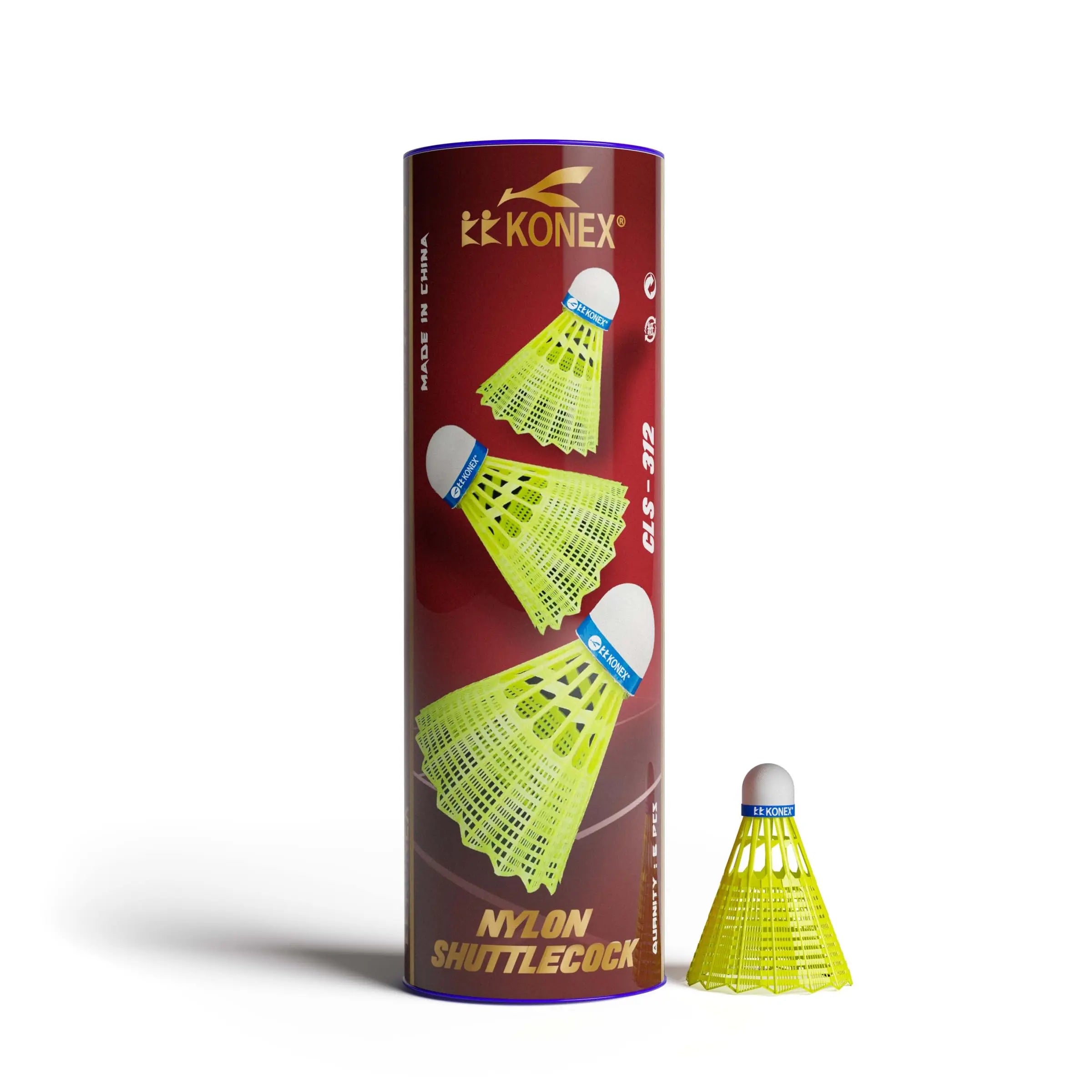 Konex Badminton Shuttlecock (12 Pcs) | Durable Premium Nylon Build with Lightweight Design | Fast, Stable & Steady Flight | Perfect for Indoor & Outdoor Games - Yellow DeviStore