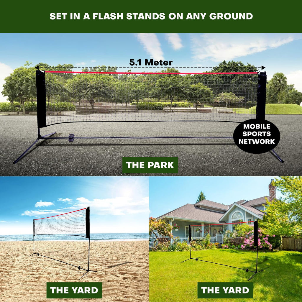 Hacer 5.1M Badminton Net with Foldable Stand Poles & Carry Bag for Outdoor Indoor Backyard School Beach Garden Volleyball and Tennis