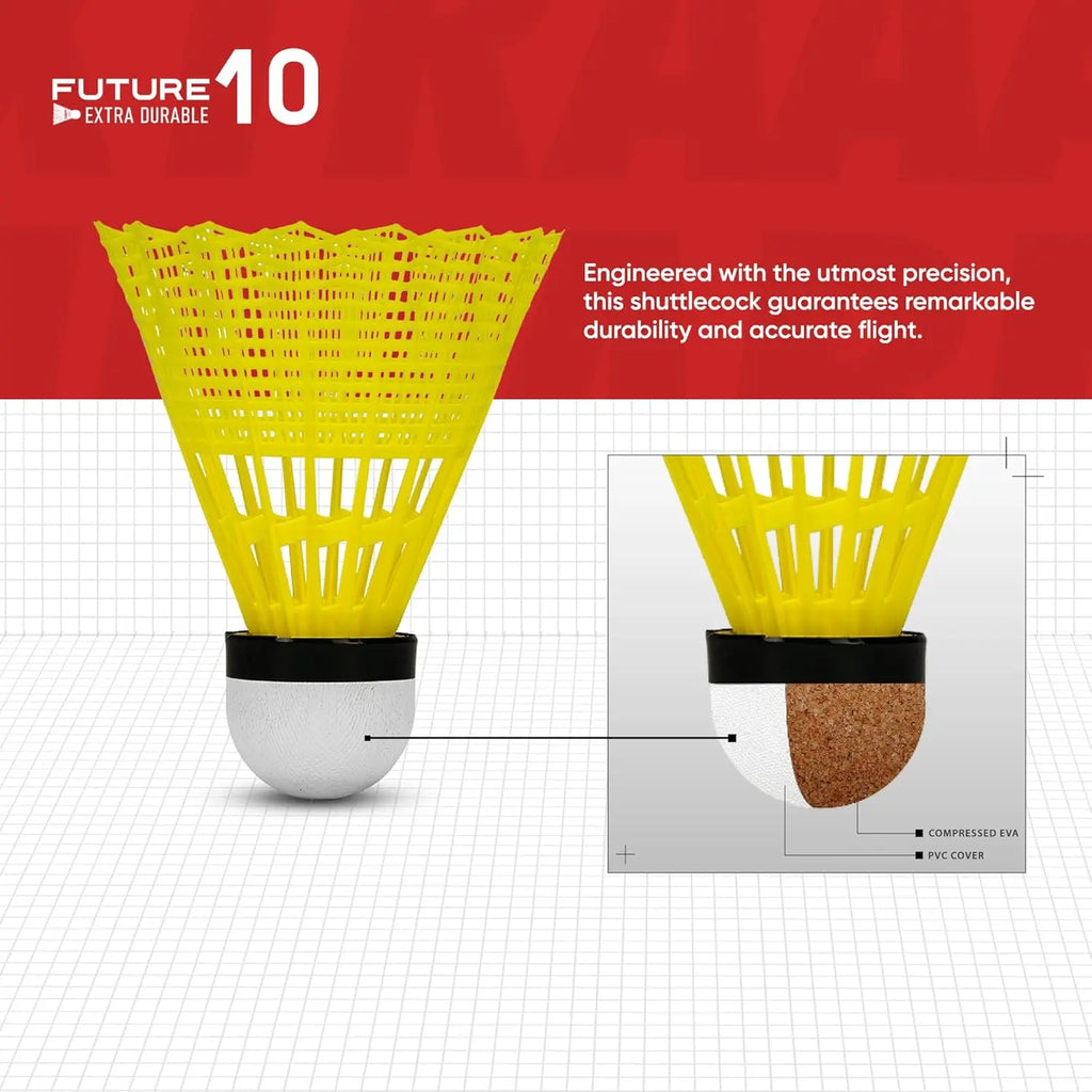 Li-Ning Future 10 Nylon Shuttlecock (Yellow, Pack of 6) DeviStore
