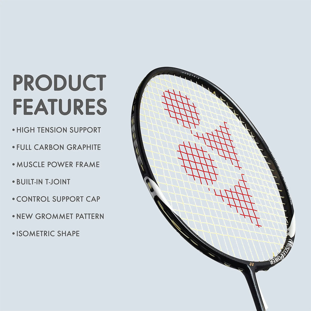 YONEX Muscle Power 29 Carbon Graphite Strung Badminton Racquet ( Black/White , G4 , 85-92 grams , 24 pounds ) DeviStore