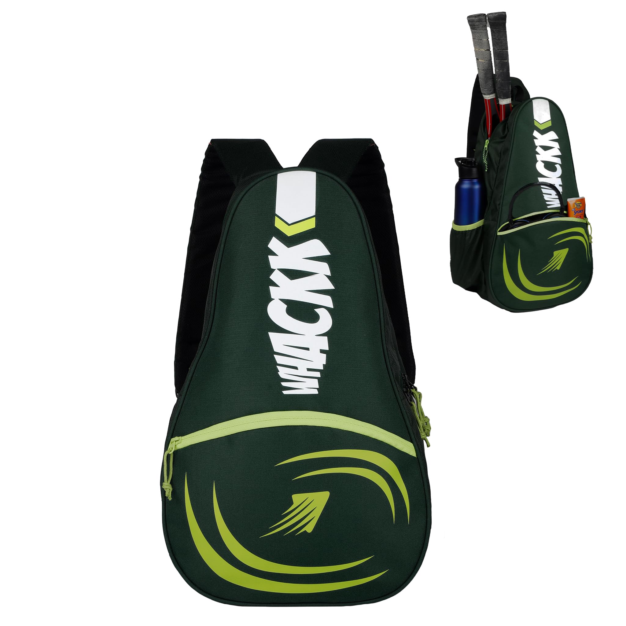 WHACKK DropShot Black 32L Tennis Badminton Pickelball Squash Equipment Kit Bag | Unisex Lightwieght Backpack