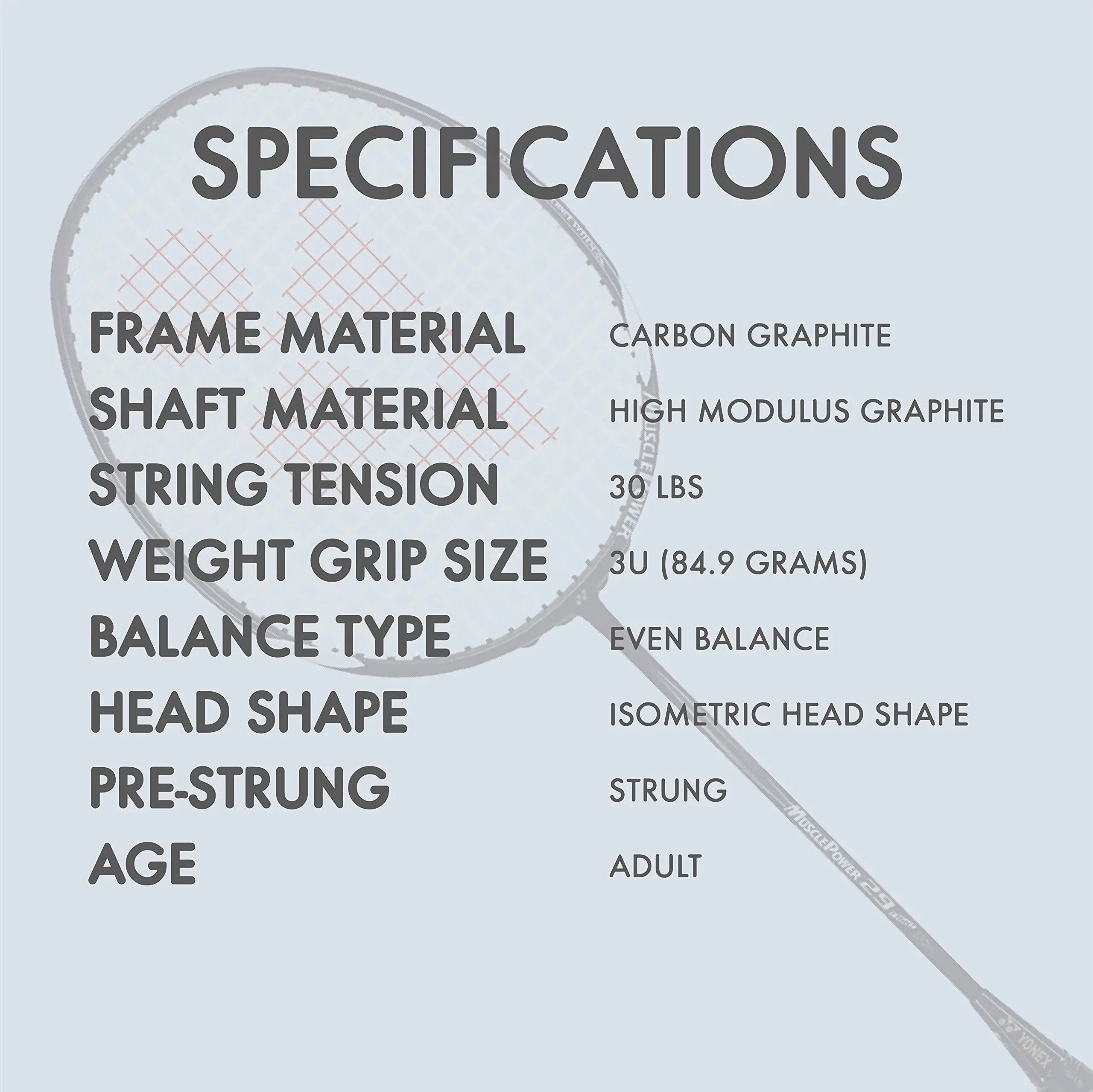 YONEX Muscle Power 29 Carbon Graphite Strung Badminton Racquet ( Black/White , G4 , 85-92 grams , 24 pounds ) DeviStore
