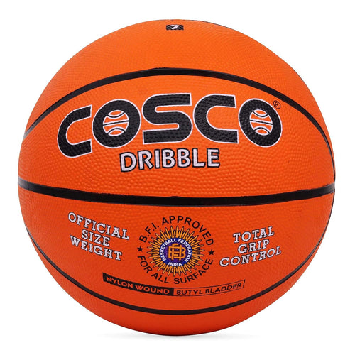 Cosco Nylon Dribble Rubber Basket Ball (Size - 7, Orange)