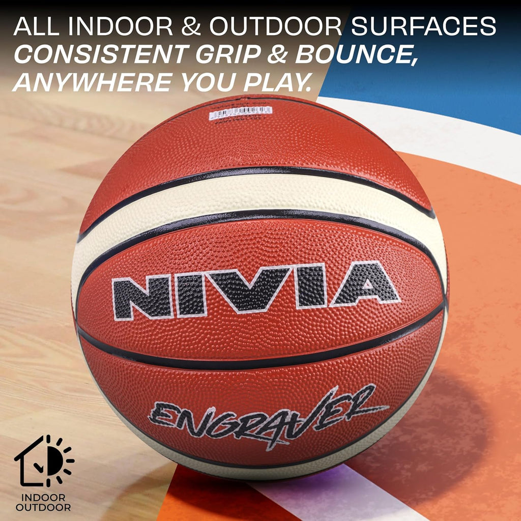 Nivia Engraver Basketball , Size : 7 , Material : Rubber , Color: Multicolor